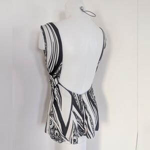 JUST CAVALLI Y2K Backless Black & White Top; Size S